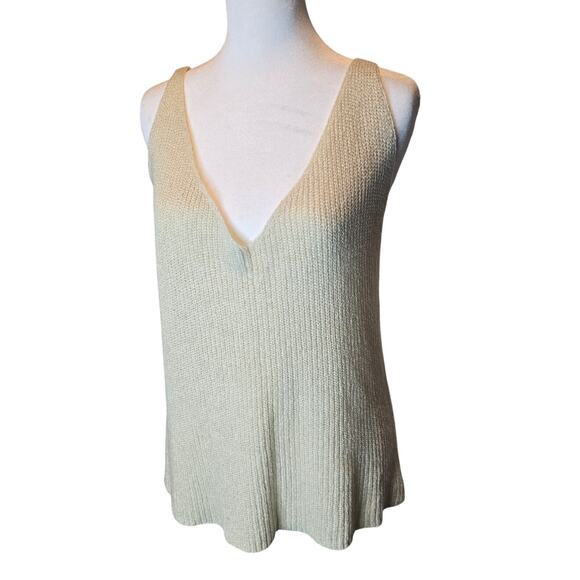 Northern Angel Tops - Northern Angel Knit V-Neck Sweater Tank Top Minimalist Neutral Cream Size L
